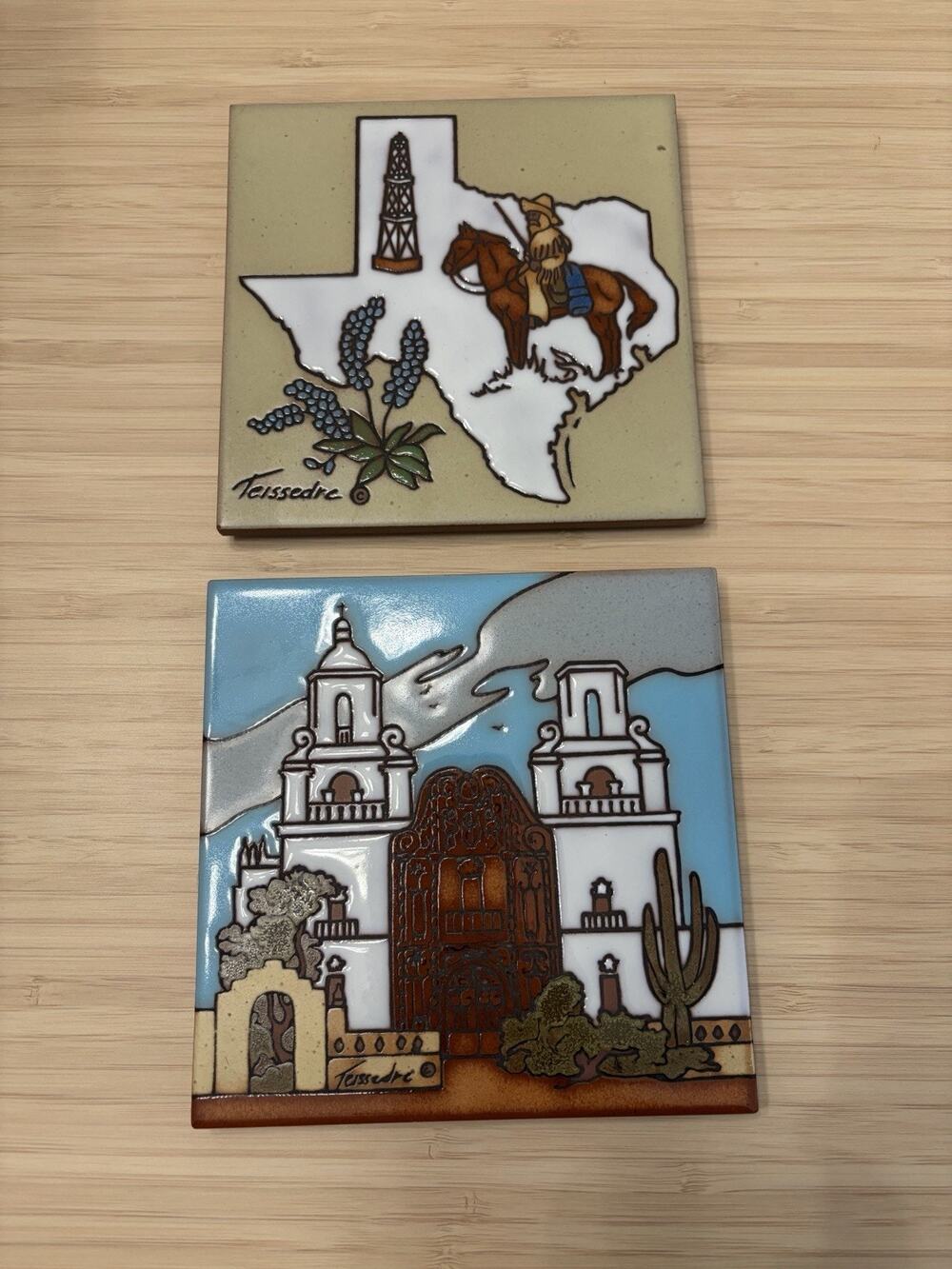 Vintage Hand Painted Ceramic Art Tile Trivet by Teissedre Designs